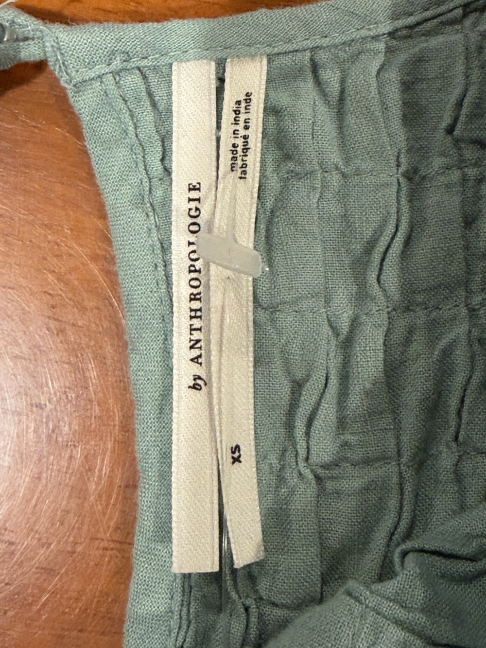 By Anthropologie sage green Liza mocked puff sleeve linen blend top XS NWT - Picture 6 of 8